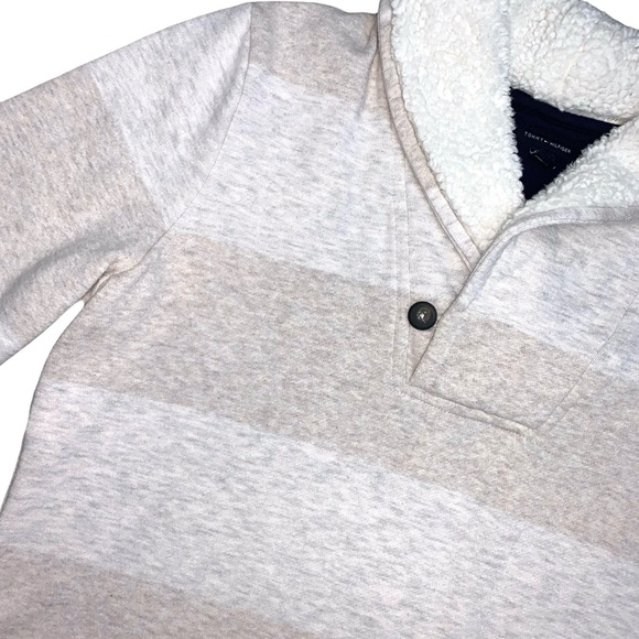Tommy Hilfiger Stripped Pullover Sweater Medium Collared Spring Layering Casual - Picture 5 of 14